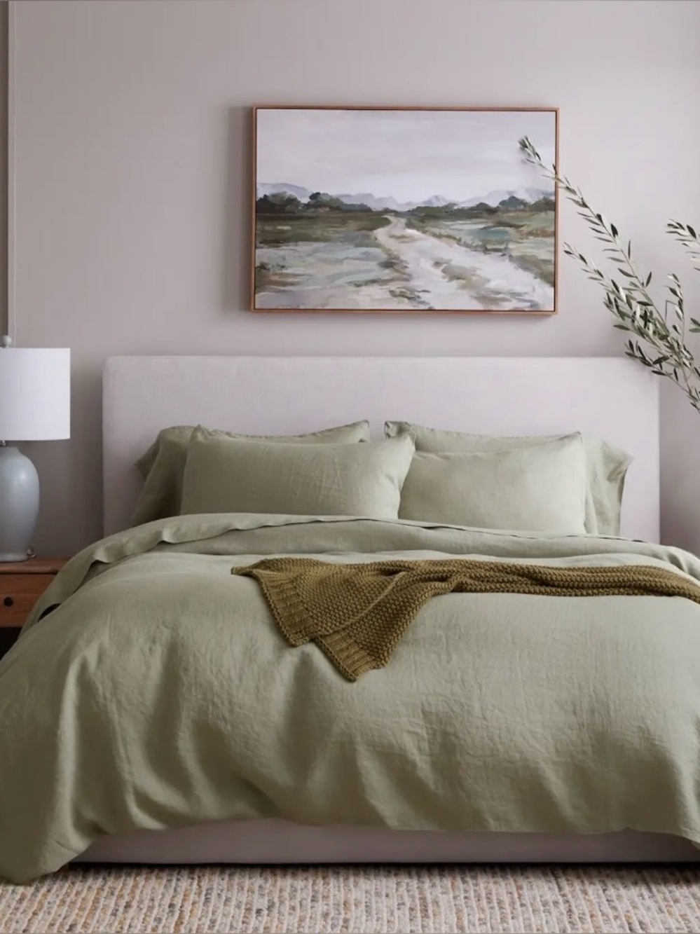 NWT Quince European Linen 3 Pc Duvet Cover Set, King/cal (Willowleaf) MSRP $214